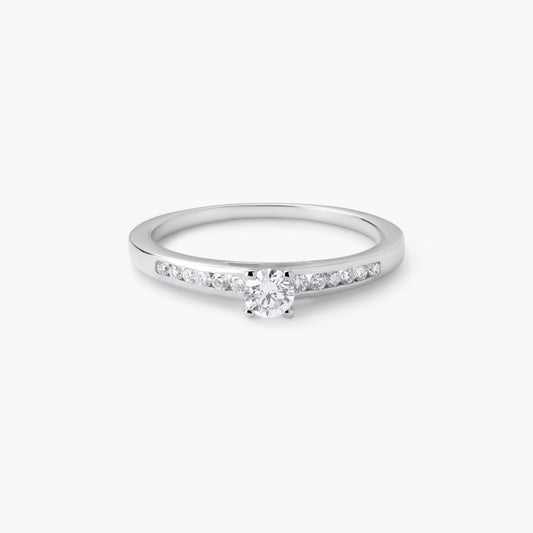 Anillo de oro blanco 18K diamante natural 0.3 ct. COMET