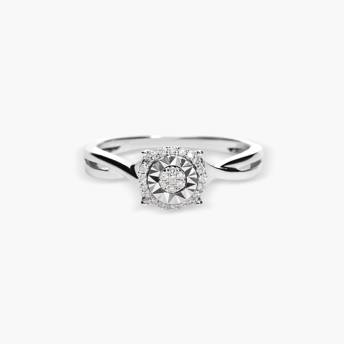 Anillo de oro blanco 18K diamante natural 0.07 ct. 