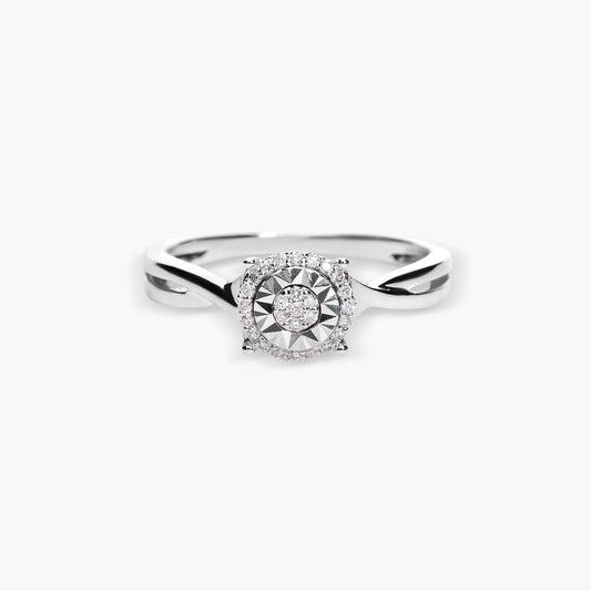 Anillo de oro blanco 18K diamante natural 0.07 ct. 