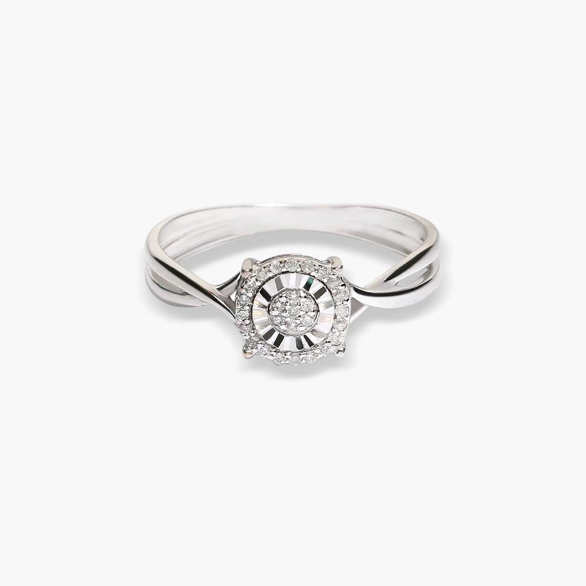 Anillo de oro blanco 18K diamante natural 0.081 ct. 
