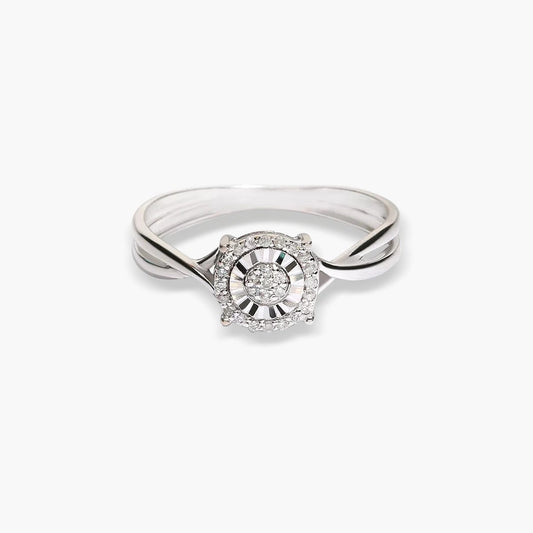 Anillo de oro blanco 18K diamante natural 0.081 ct. 