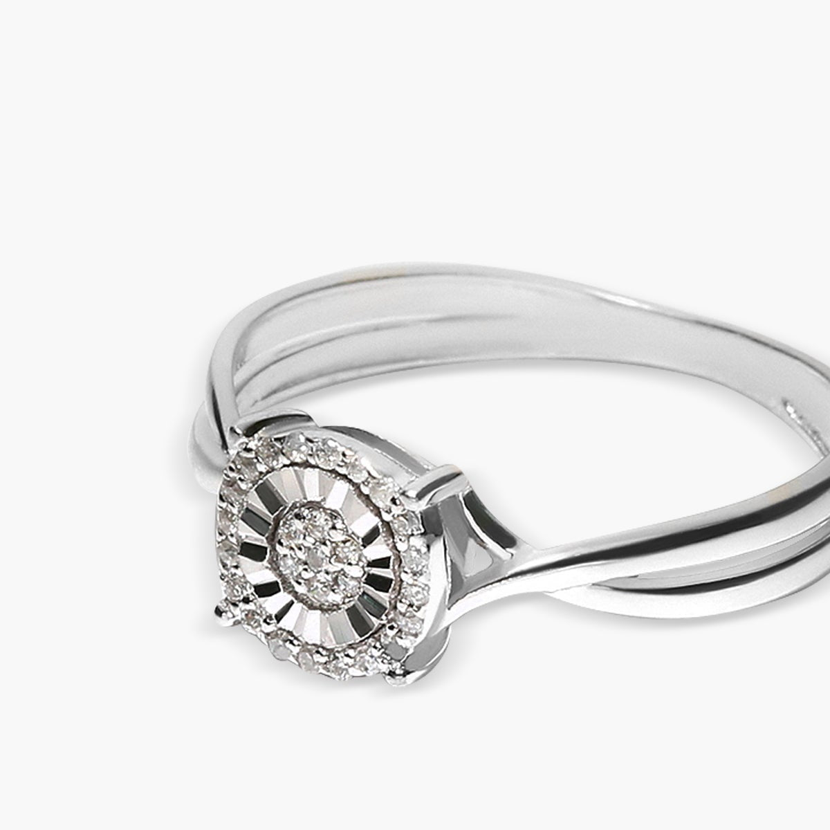 Anillo de oro blanco 18K diamante natural 0.081 ct. 