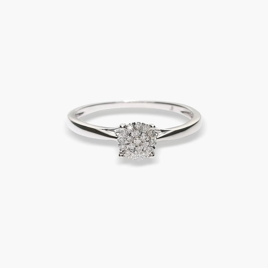 Anillo de oro blanco 18K diamante natural 0.05 ct. 