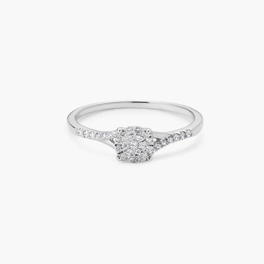 Anillo de oro blanco 18K diamante natural 0.11 ct. 