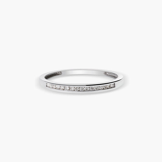 Anillo de oro blanco 18K diamante natural 0.1 ct. METEOROIDS