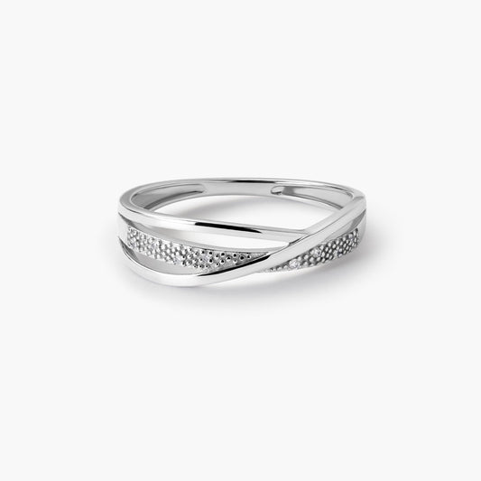 Anillo de oro blanco 18K diamante natural 0.02 ct. 