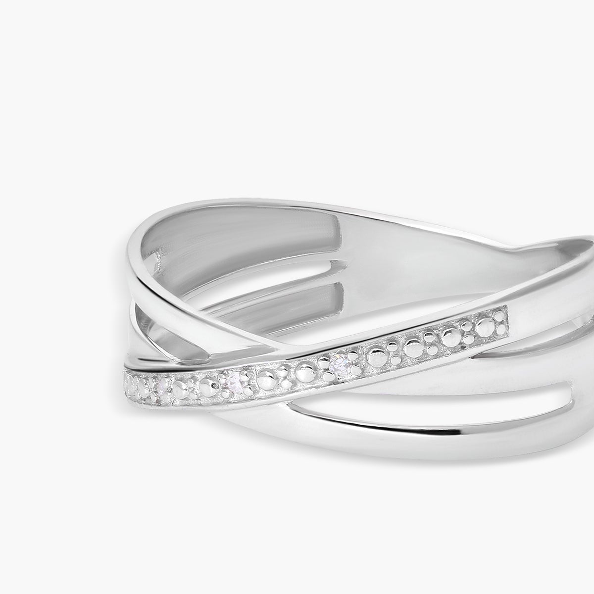 Anillo de oro blanco 18K diamante natural 0.015 ct. 
