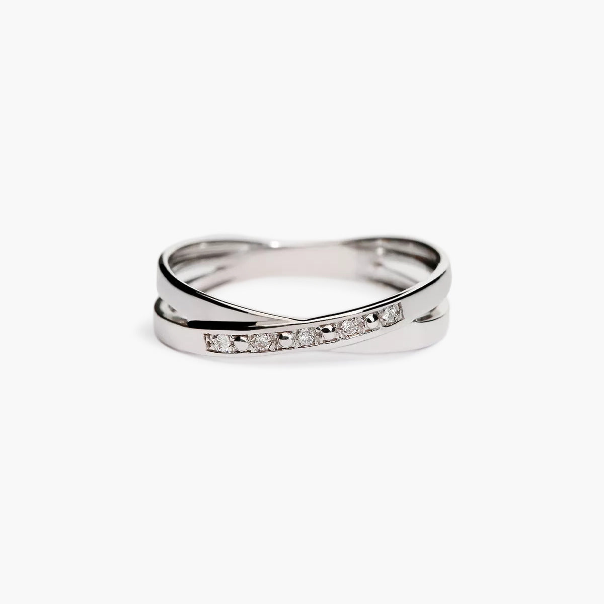 Anillo de oro blanco 18K diamante natural 0.025 ct. 