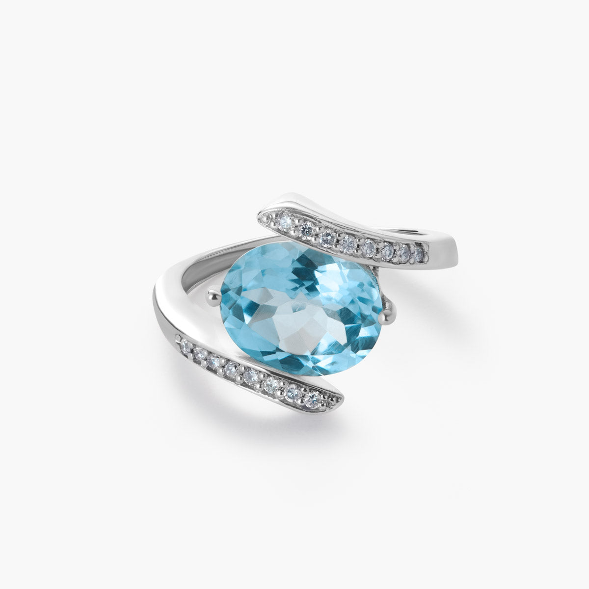 Anillo de oro blanco 18K diamante natural 0.16 ct. OCEAN