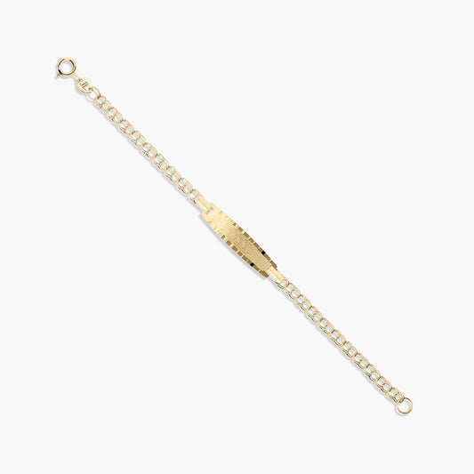 Pulsera esclava de oro 18K con chapa oval para bebé 11 cm