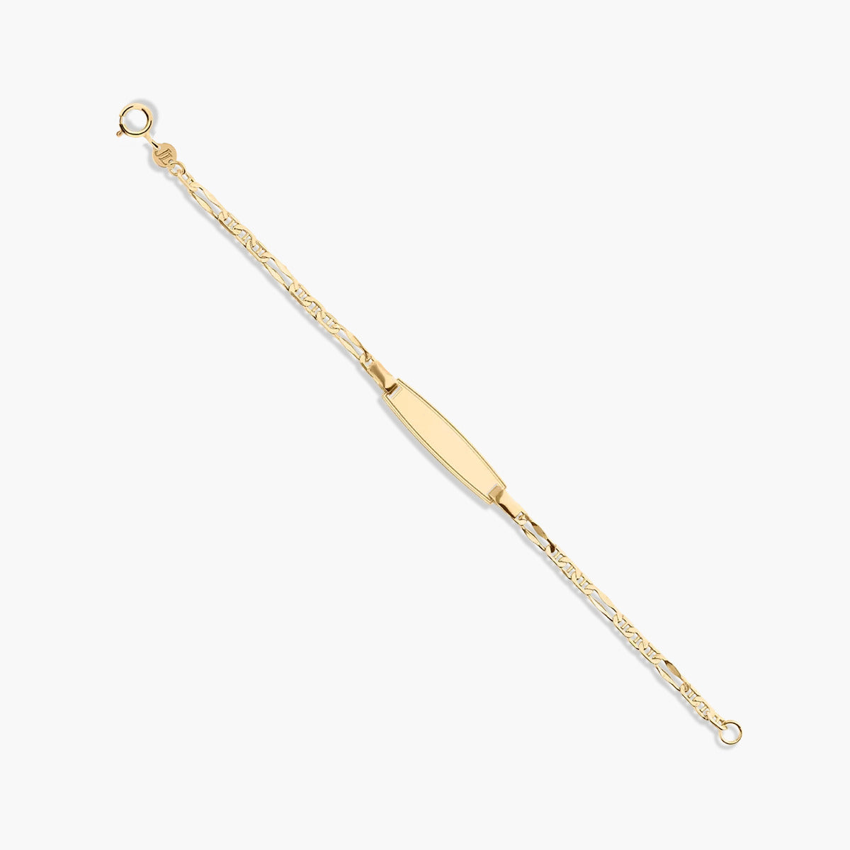 Pulsera esclava infantil de oro 18K con chapa oval 13 cm