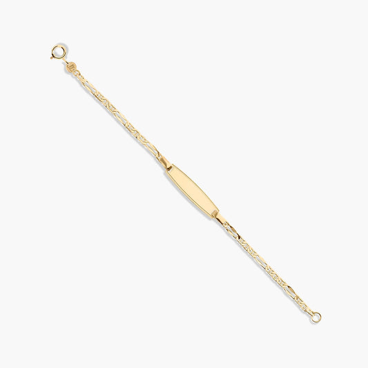 Pulsera esclava infantil de oro 18K con chapa oval 13 cm