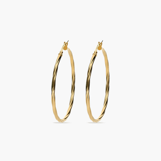 Pendientes de aro de oro 18K 40 mm TWIST