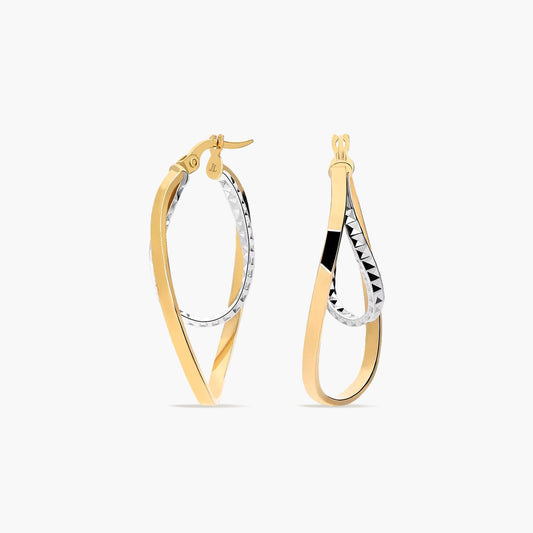 Pendientes de aro de oro bicolor 18K 30 mm HYPERBOLA