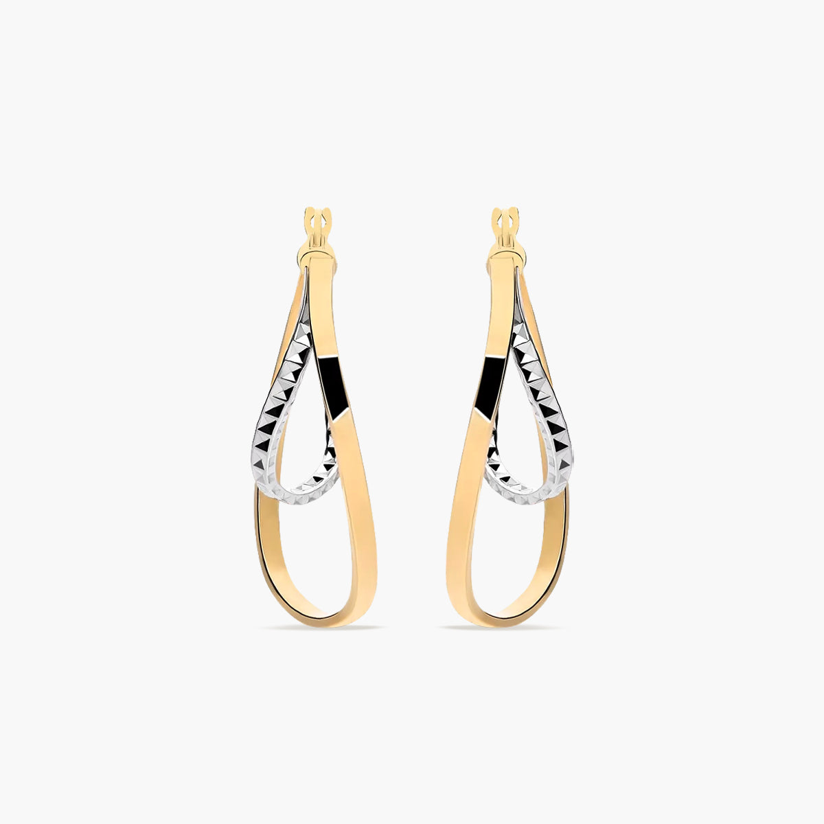Pendientes de aro de oro bicolor 18K 30 mm HYPERBOLA