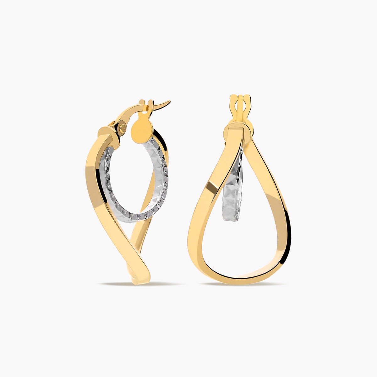 Pendientes de aro de oro bicolor 18K 20 mm HYPERBOLA