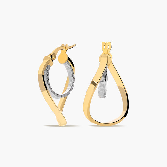Pendientes de aro de oro bicolor 18K 20 mm HYPERBOLA