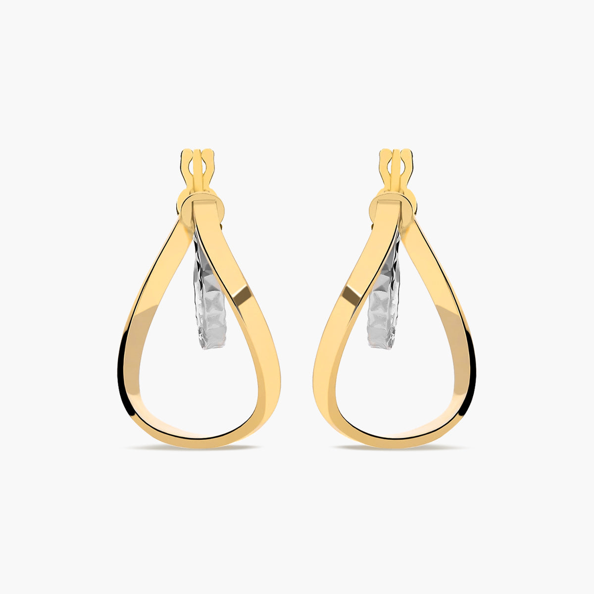 Pendientes de aro de oro bicolor 18K 20 mm HYPERBOLA