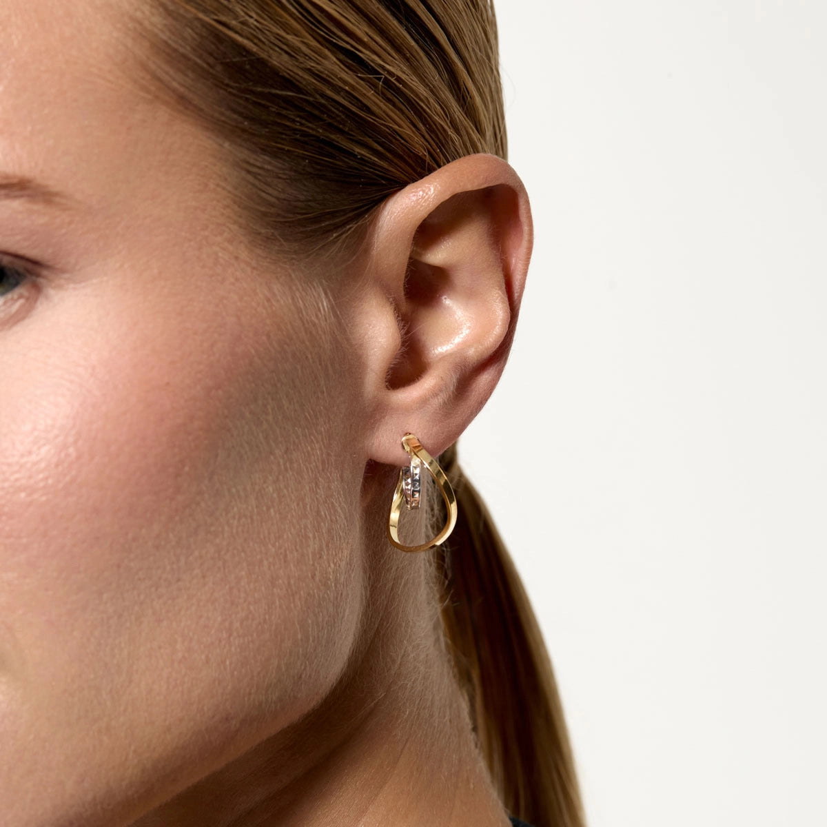 Pendientes de aro de oro bicolor 18K 20 mm HYPERBOLA