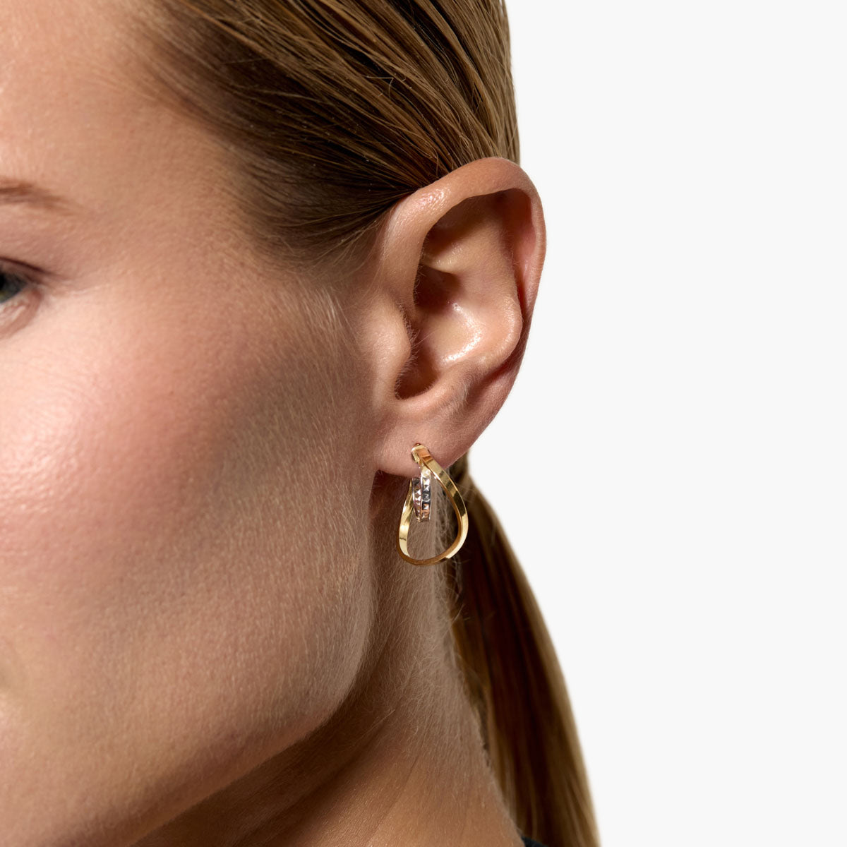 Pendientes de aro de oro bicolor 18K 20 mm HYPERBOLA