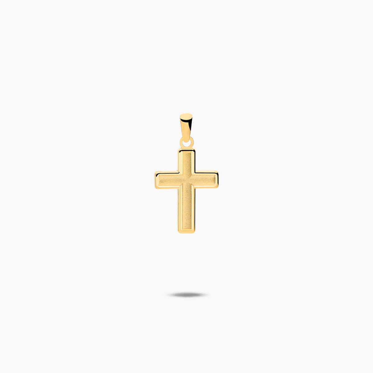 Cruz palo plano y centro mate de oro 18K 17 mm