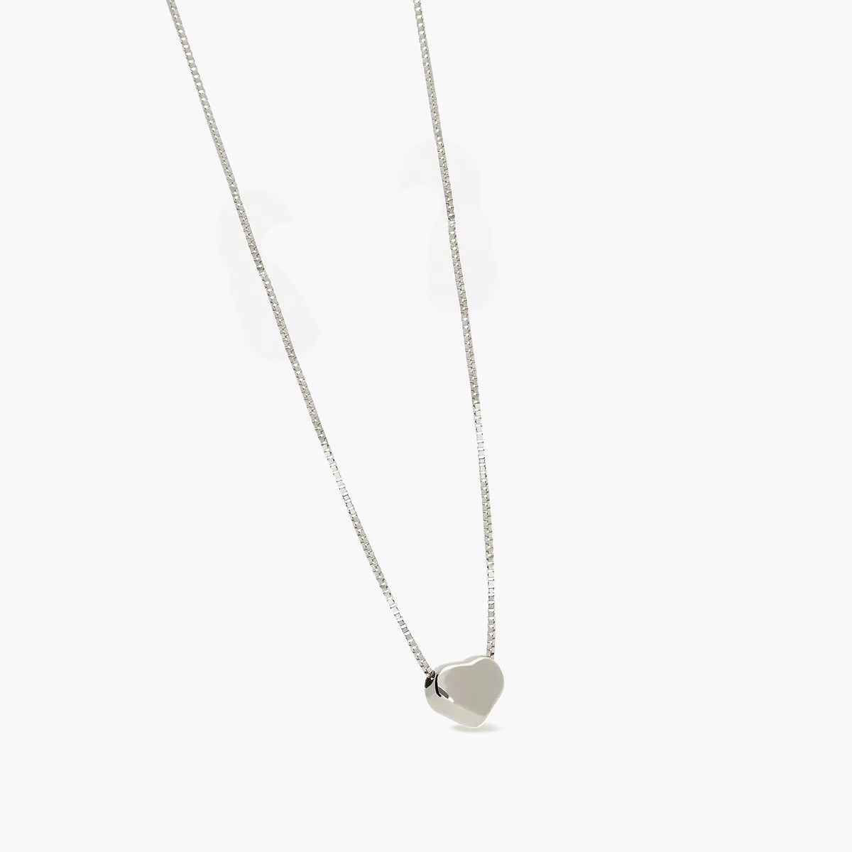 Collar corazón de oro blanco 18K 6 mm