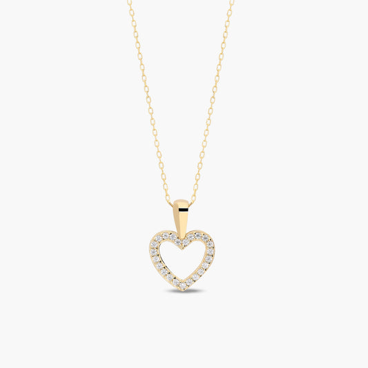 Collar silueta corazón de oro 18K circonitas 10 mm