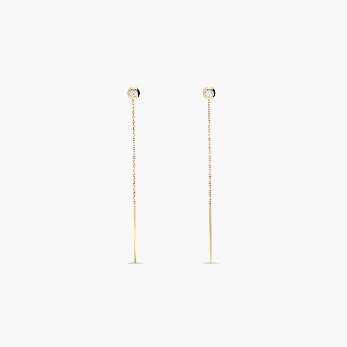 Pendientes largos de oro 18K circonitas 60 mm