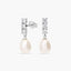 Pendientes largos de oro 18K con perlas y circonitas 22 mm