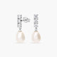 Pendientes largos de oro 18K con perlas y circonitas 22 mm