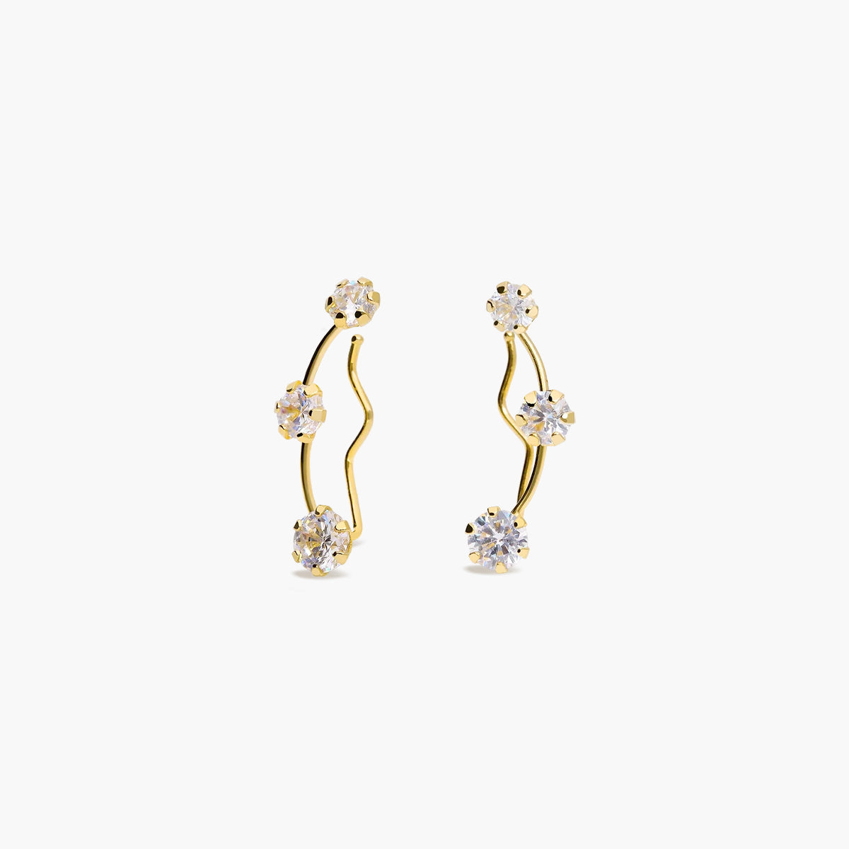 Pendientes largos trepador de oro 18K circonitas 20 mm