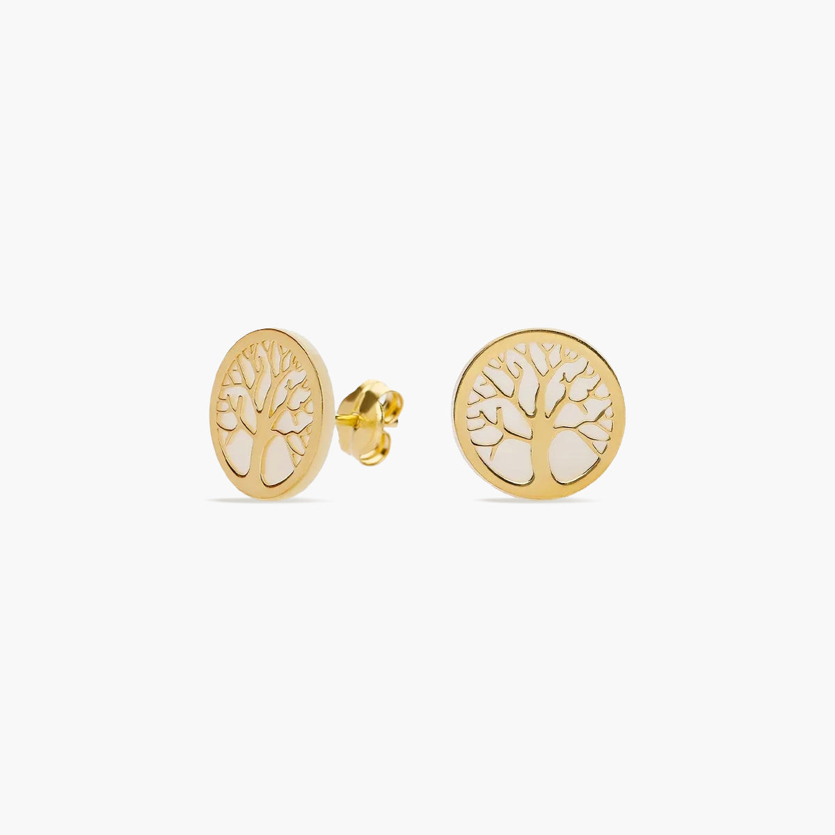 Pendientes árbol de la vida de oro 18K nácar 10 mm TREE OF LOVE
