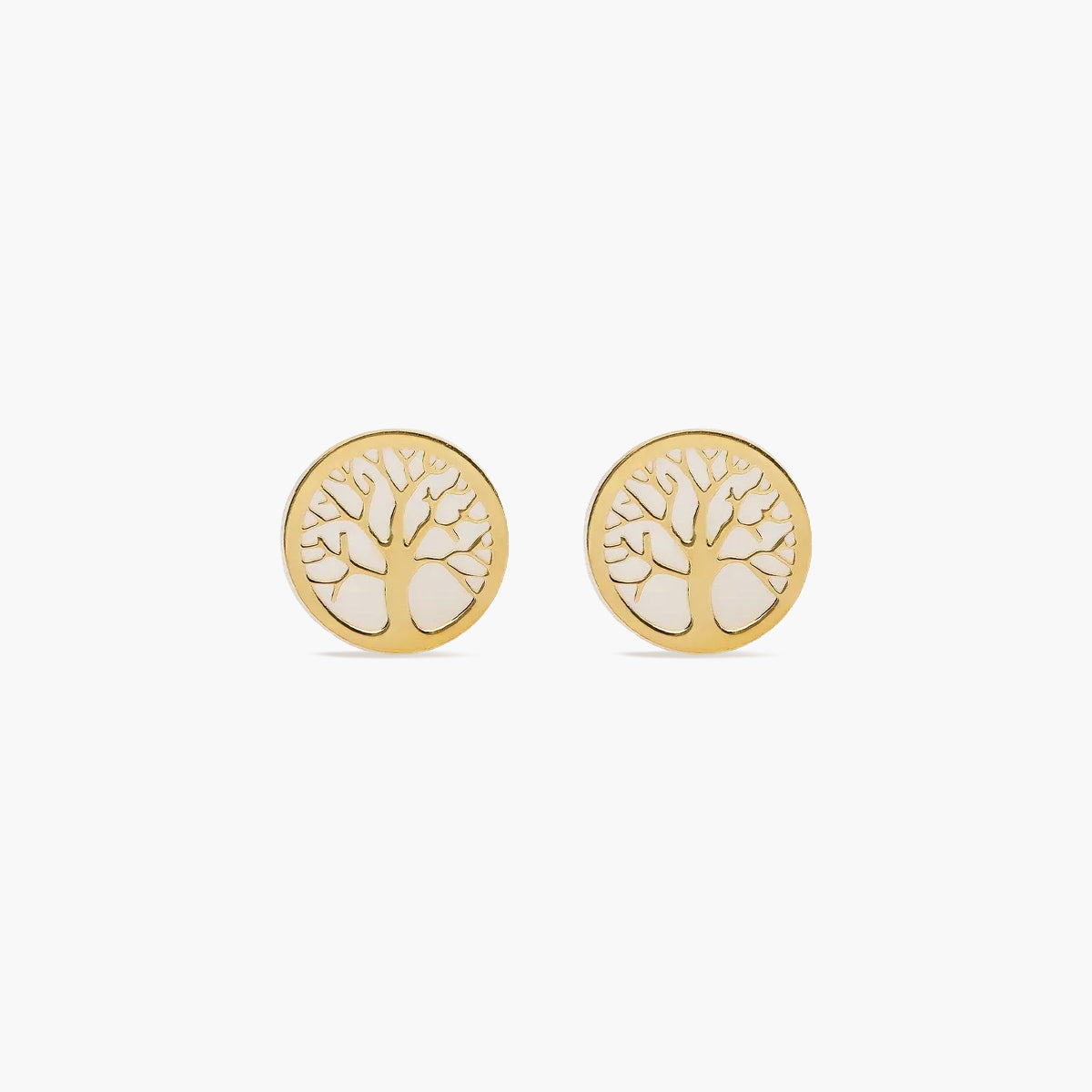 Pendientes árbol de la vida de oro 18K nácar 10 mm TREE OF LOVE