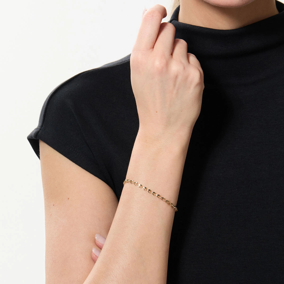 Pulsera de oro 18K eslabón oval 19 cm