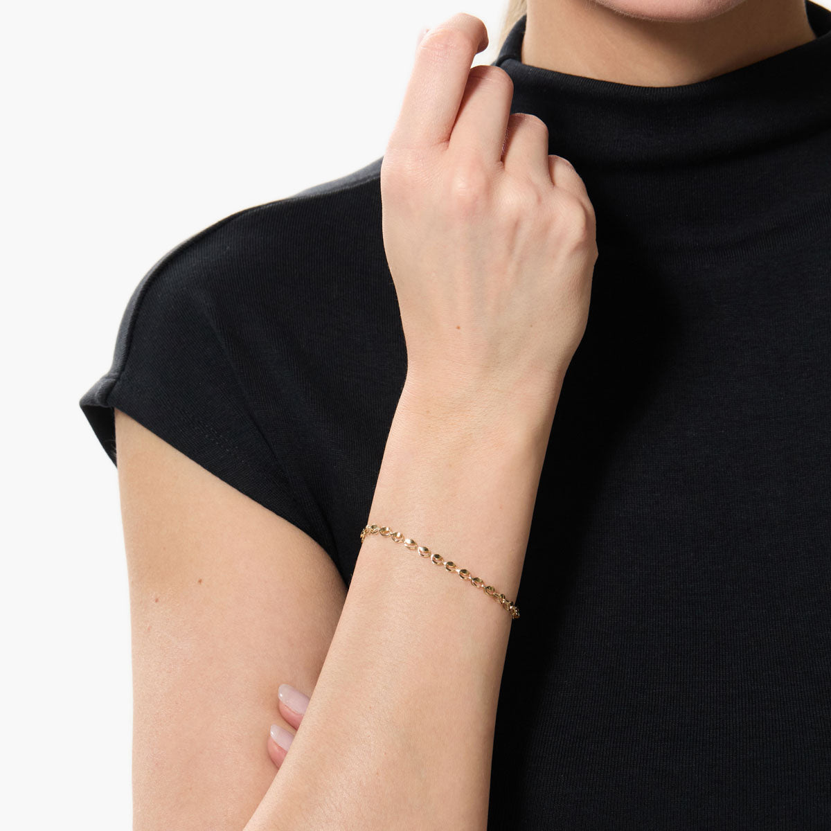 Pulsera de oro 18K eslabón oval 19 cm