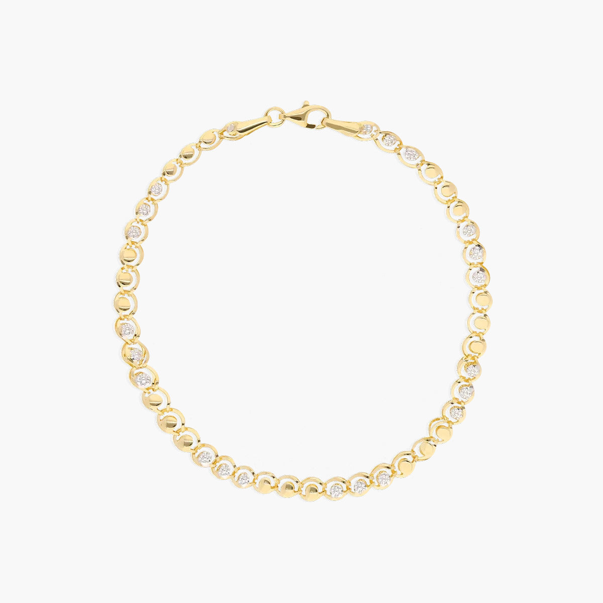 Pulsera de oro bicolor 18K 19 cm