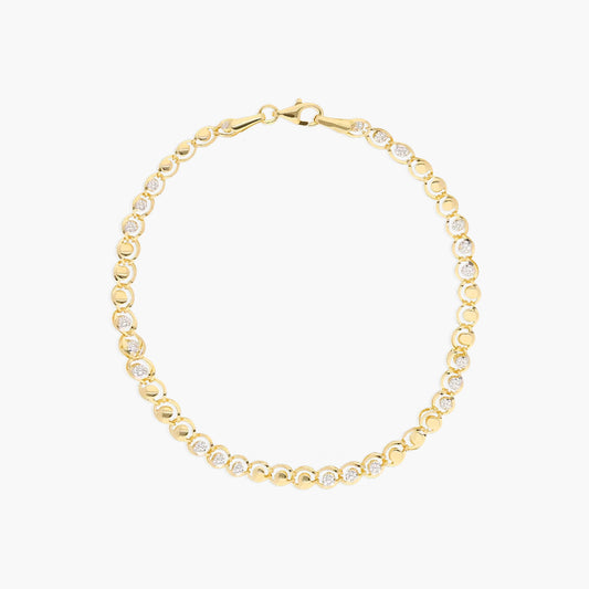Pulsera de oro bicolor 18K 19 cm