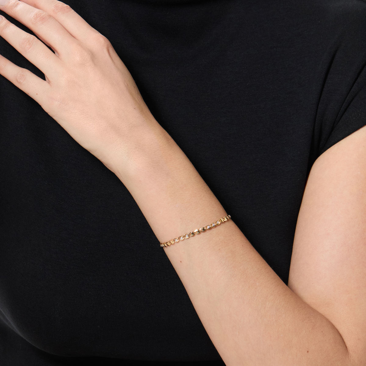 Pulsera de oro bicolor 18K 19 cm