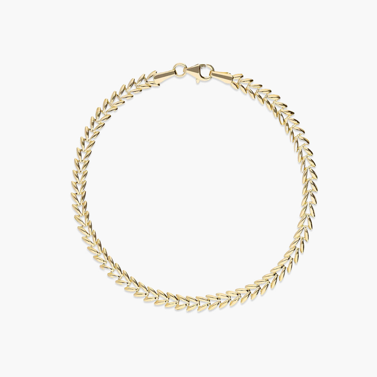 Pulsera de oro 18K eslabón espiga triángulo 19 cm