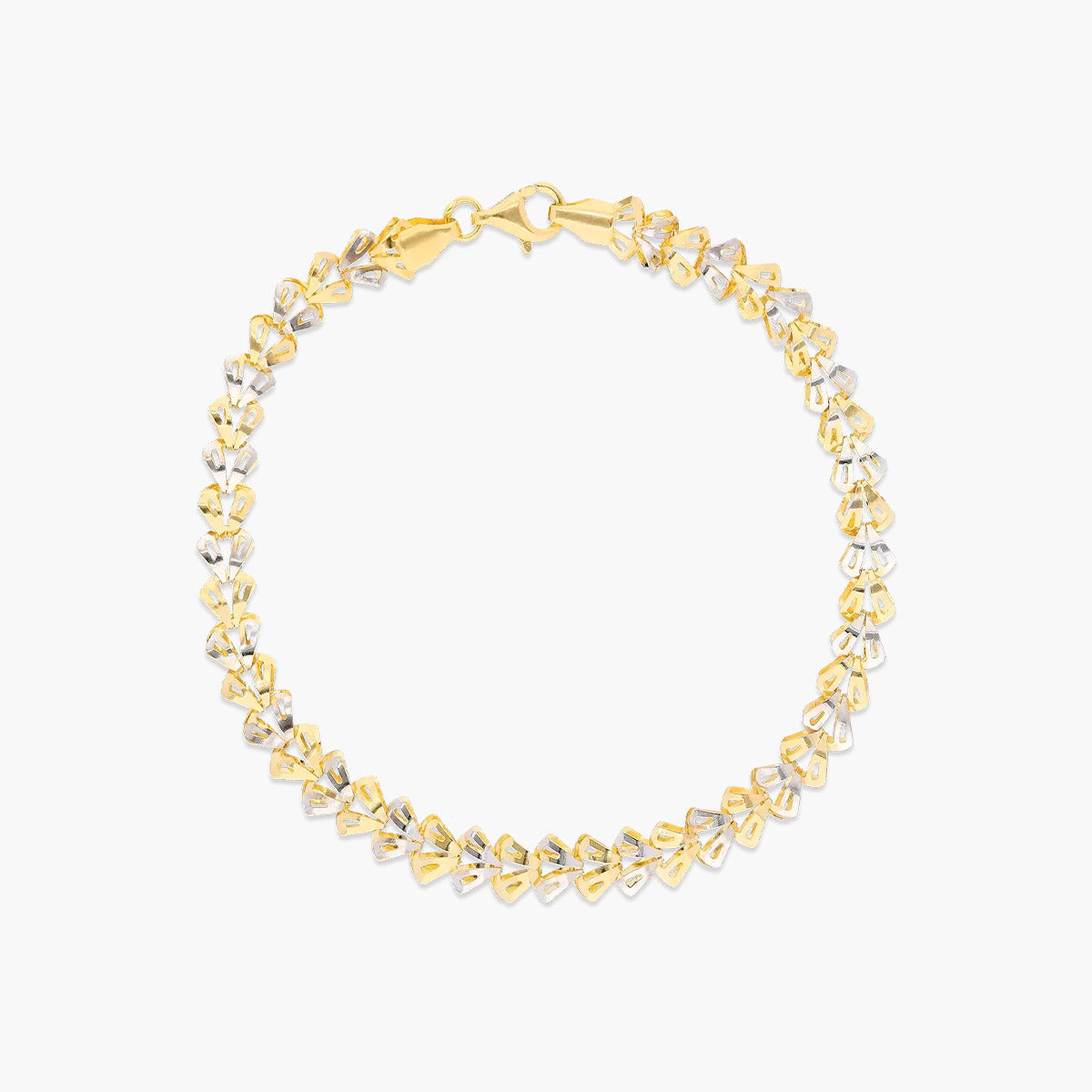 Pulsera de oro bicolor 18K eslabón espiga 19 cm