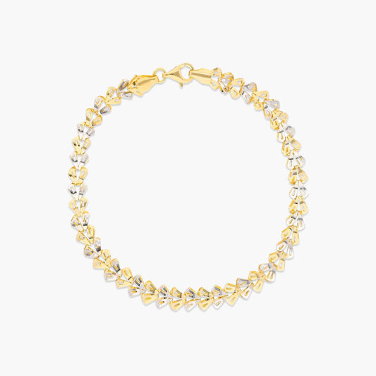 Pulsera de oro bicolor 18K eslabón espiga 19 cm