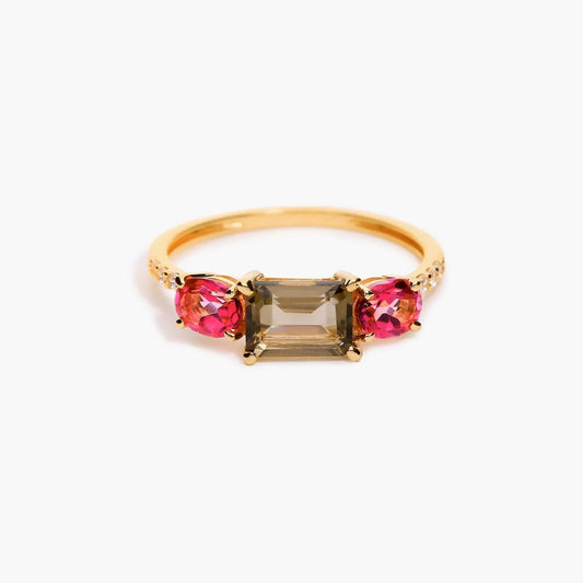 Anillo de oro 18K cuarzo 
