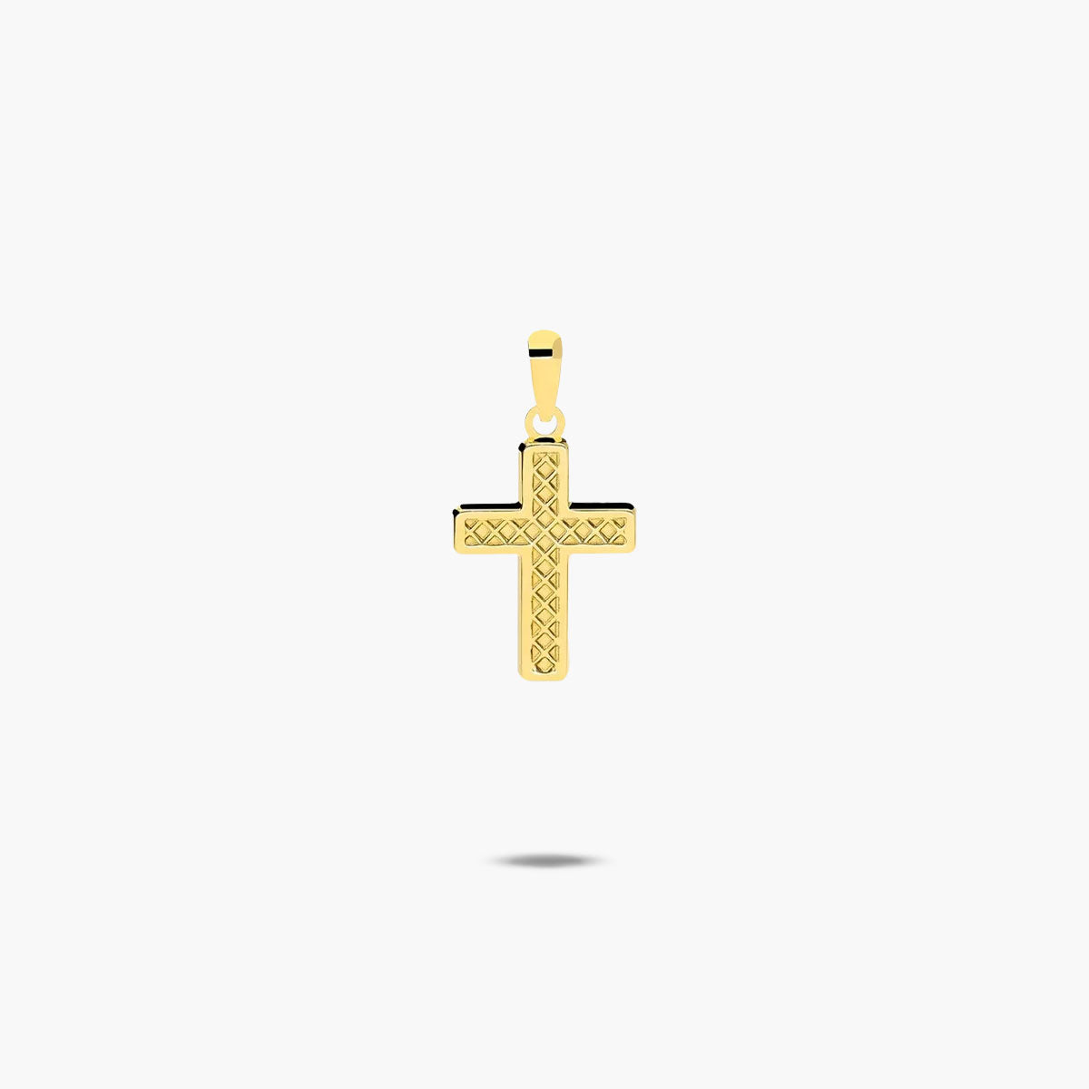 Cruz con dibujo enrejado de oro 18K 17 mm