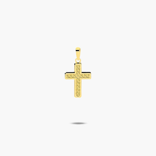 Cruz con dibujo enrejado de oro 18K 17 mm