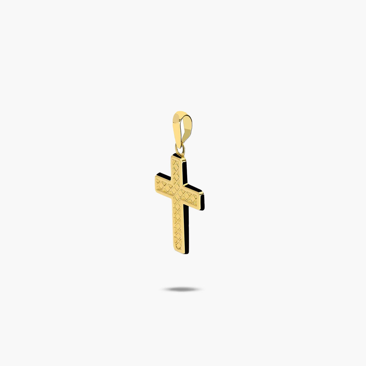 Cruz con dibujo enrejado de oro 18K 17 mm