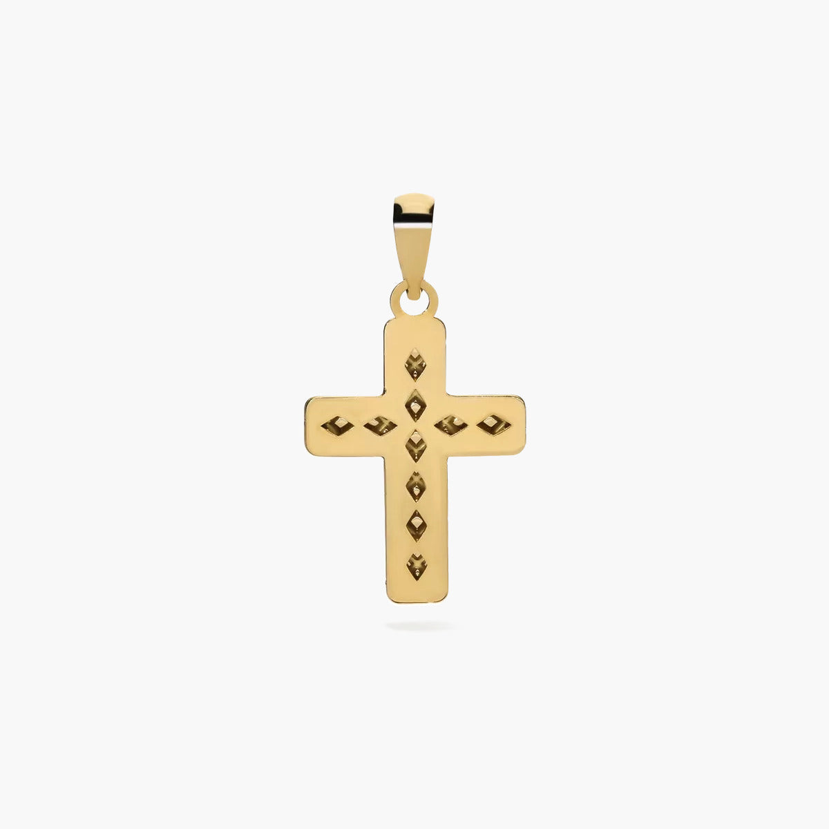 Cruz con dibujo enrejado de oro 18K 17 mm