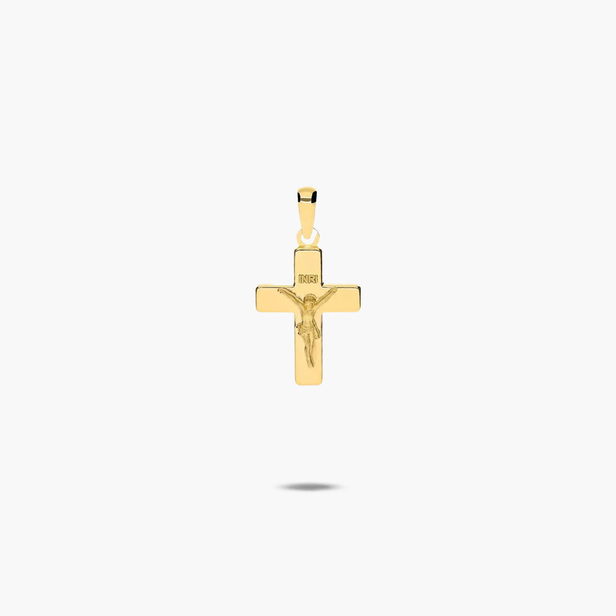 Cruz Cristo inri palo plano de oro 18K 17 mm