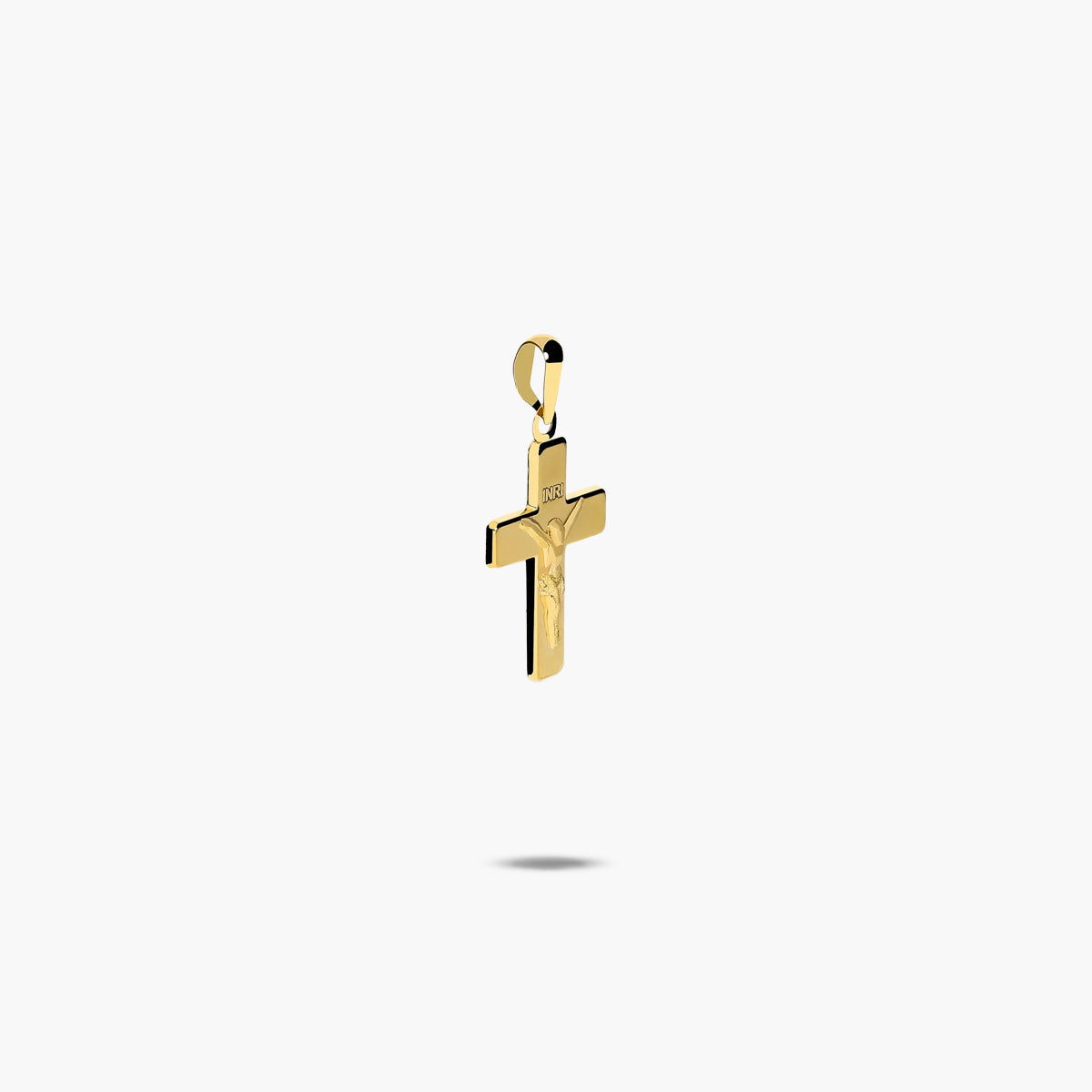 Cruz Cristo inri palo plano de oro 18K 17 mm