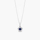 Collar de oro blanco 18K diamante natural 0.15 ct. zafiro 8 mm LADY