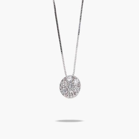 Collar de oro blanco 18K diamante natural 0.20 ct. 6 mm